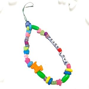 Handmade Beaded “Peace Love” Phone Charm